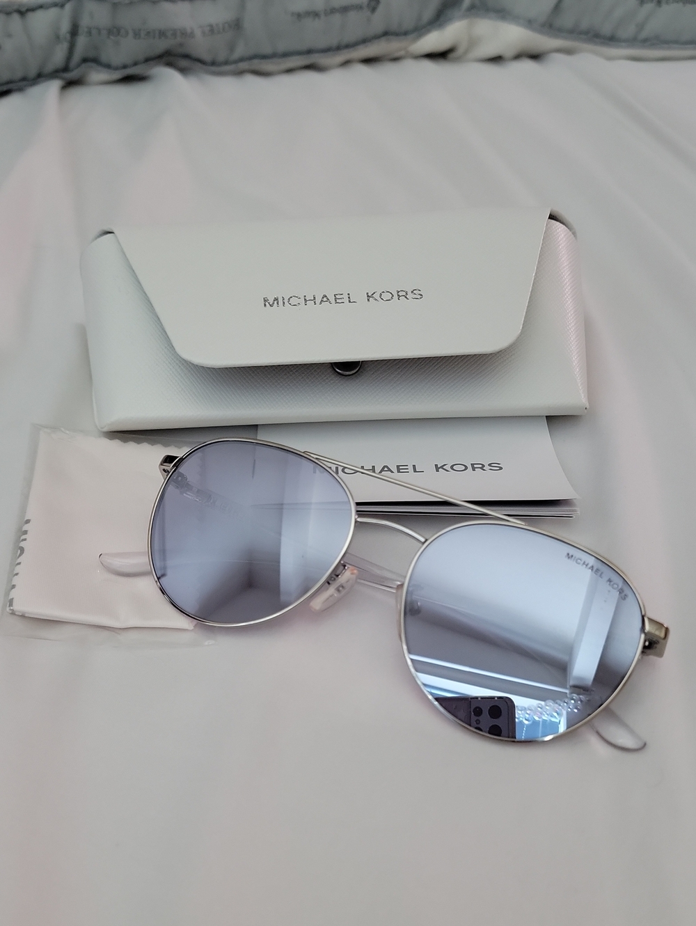 Michael Kors Silver Mirrored Round Aviator Sunglasses MK1070 - Hartley